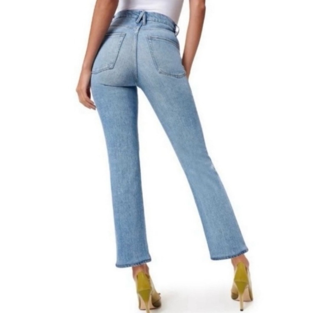 GOOD AMERICAN Good Boy Wide Release Jeans Size 4 / 27 High-Rise Flare Distressed